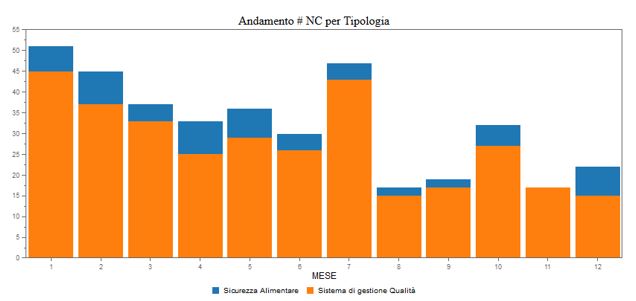 grafico Istogramma NC rilevate per tipologia