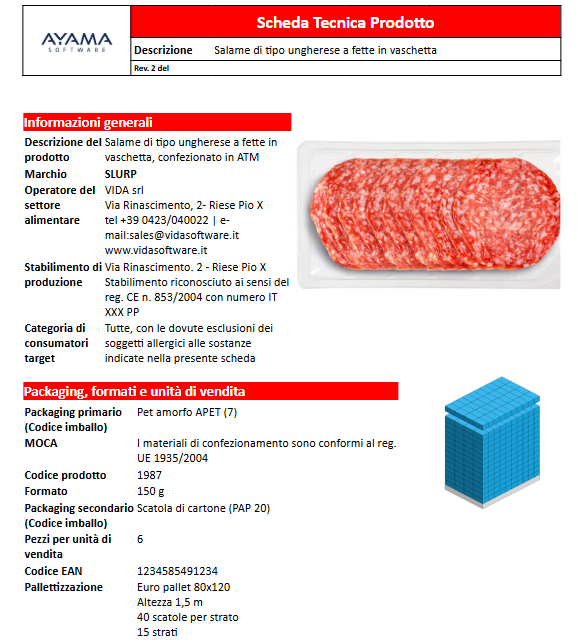 scheda tecnica food software DATASHEETsoft 1